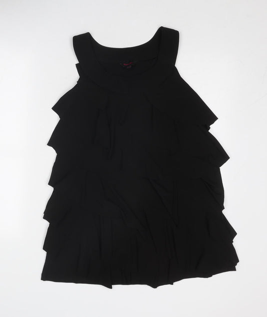 Simply Be Womens Black Polyester Skater Dress Size 16 Round Neck Pullover