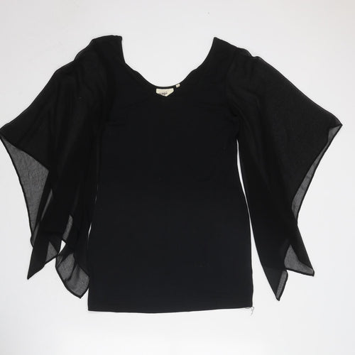 Somedays Lovin Womens Black Cotton A-Line Size M V-Neck Pullover