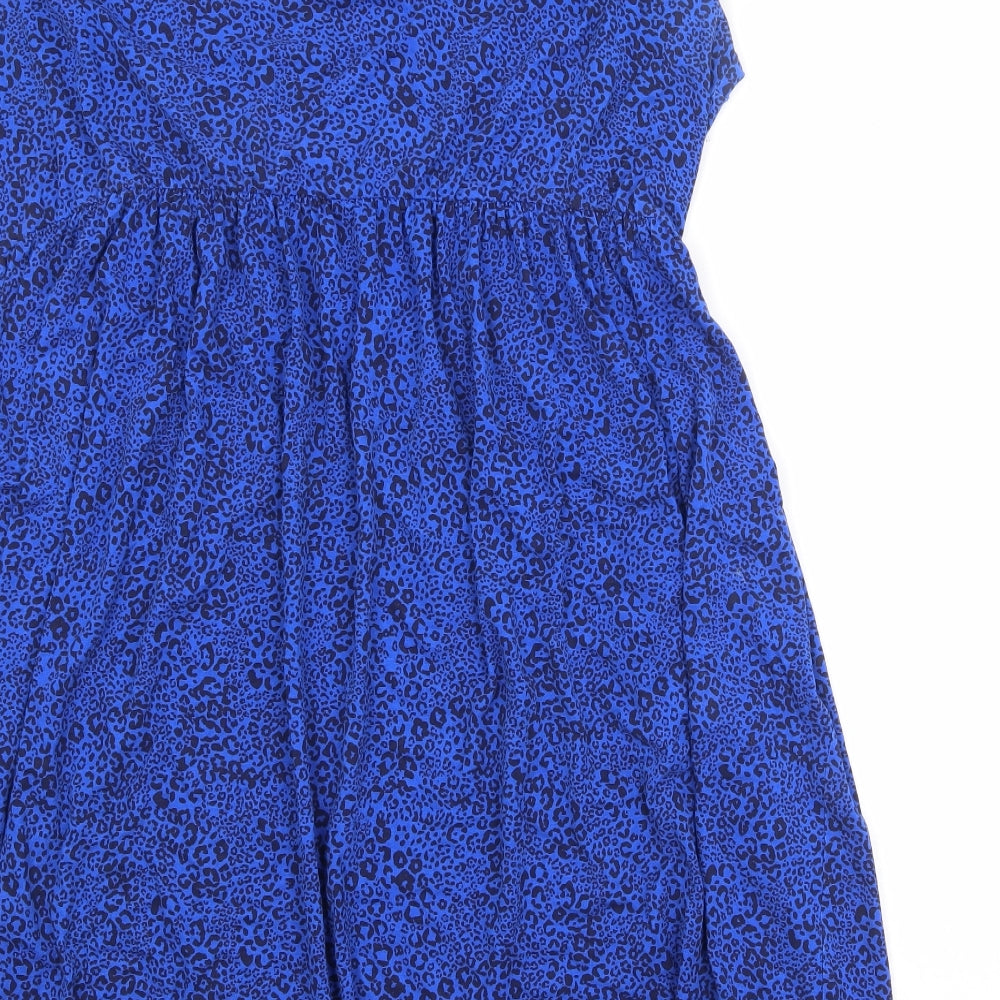 Capsule Womens Blue Animal Print Viscose T-Shirt Dress Size 22 Boat Neck Pullover - Elastic Waist