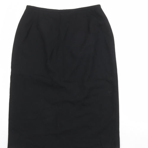St Michael Womens Black Polyester A-Line Skirt Size 16 Zip