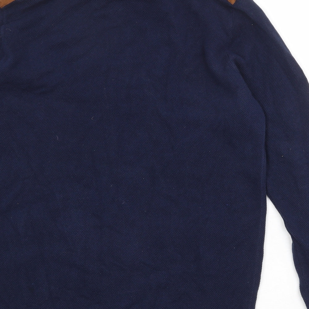 Jules Mens Blue High Neck Cotton Full Zip Jumper Size L Long Sleeve