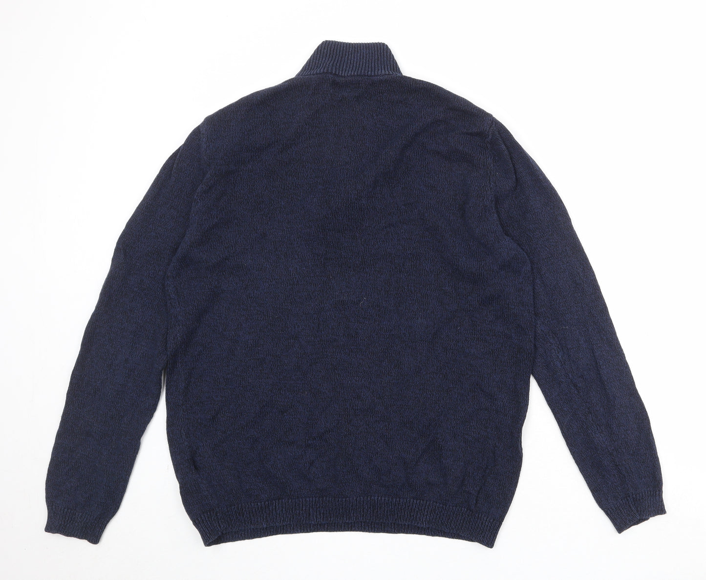 ASOS Mens Blue High Neck Cotton Pullover Jumper Size XL Long Sleeve