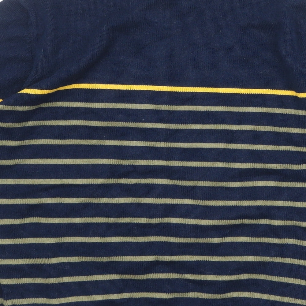 Marks and Spencer Boys Blue Crew Neck Striped 100% Cotton Pullover Jumper Size 10-11 Years Pullover