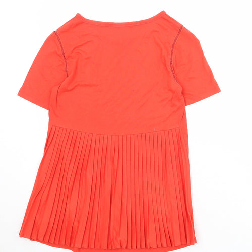 HUGO BOSS Womens Orange Polyester Basic T-Shirt Size S Round Neck