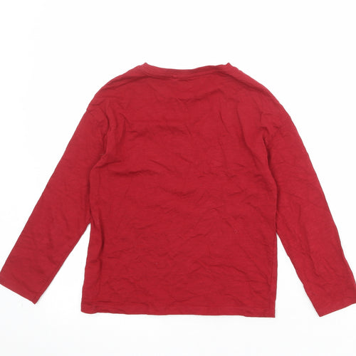 NEXT Girls Red 100% Cotton Basic T-Shirt Size 8 Years Round Neck Pullover - Polar Bear Penguin
