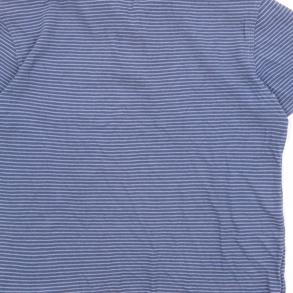 Gap Mens Blue Striped 100% Cotton Polo Size M Collared Button