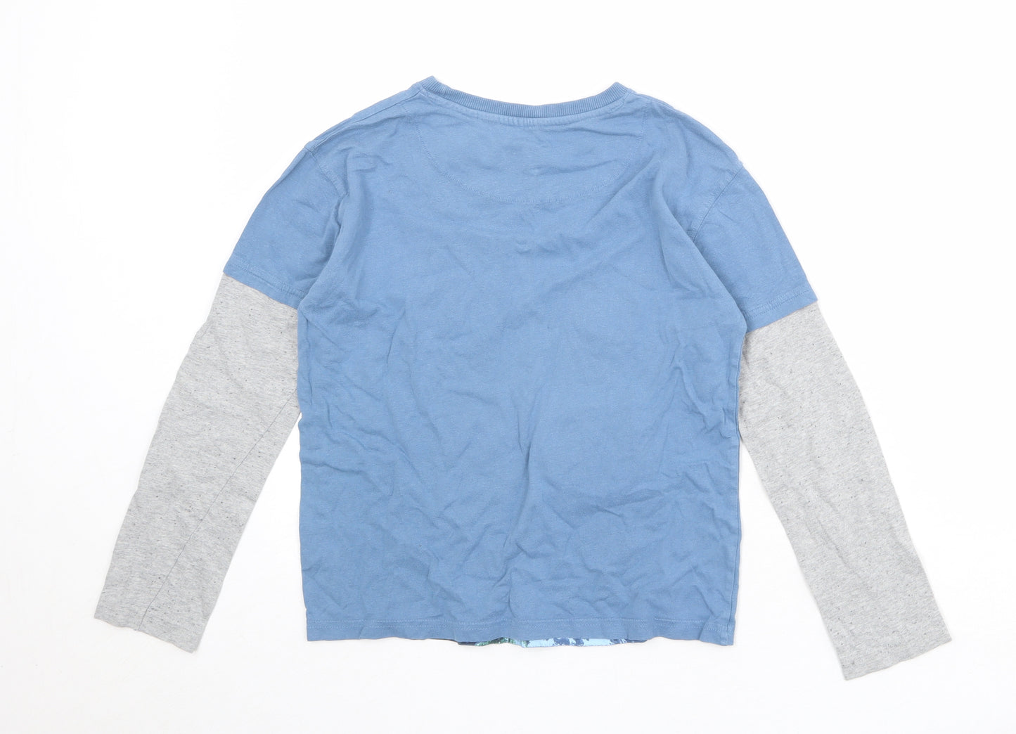 John Lewis Boys Blue 100% Cotton Basic T-Shirt Size 11 Years Round Neck Pullover - Planet