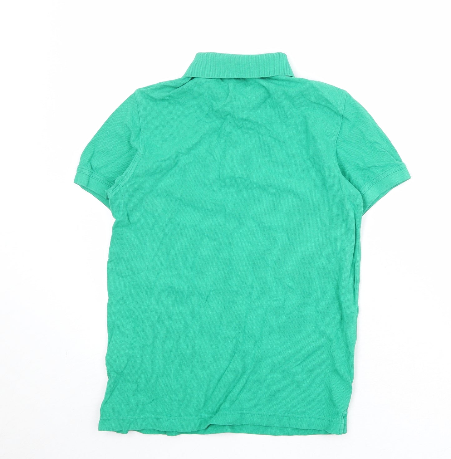 United Colors of Benetton Boys Green 100% Cotton Basic Polo Size 11-12 Years Collared Button