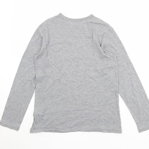 Gap Boys Grey 100% Cotton Basic T-Shirt Size 10-11 Years Round Neck Pullover