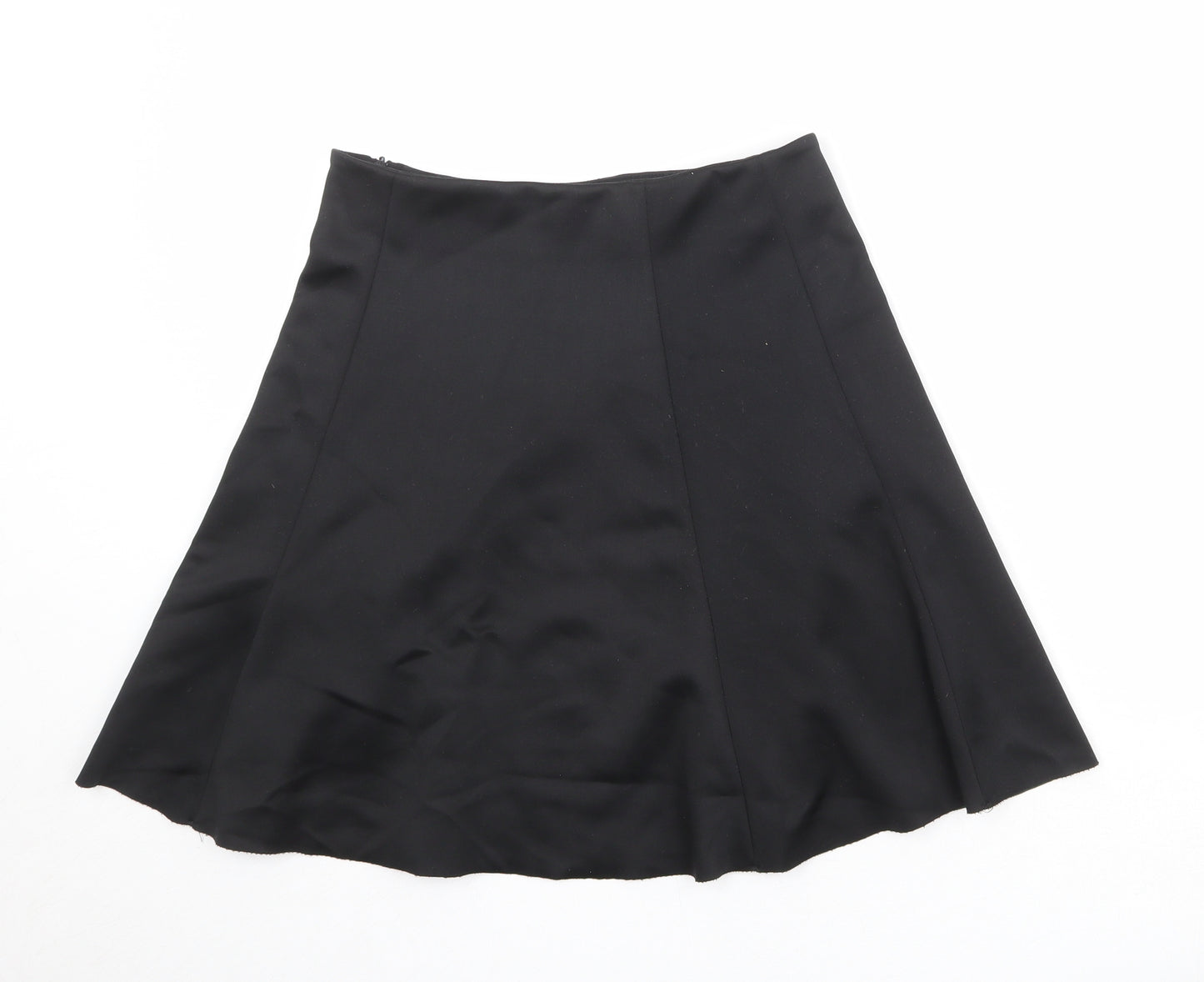 John Lewis Womens Black Polyester Skater Skirt Size 8 Zip