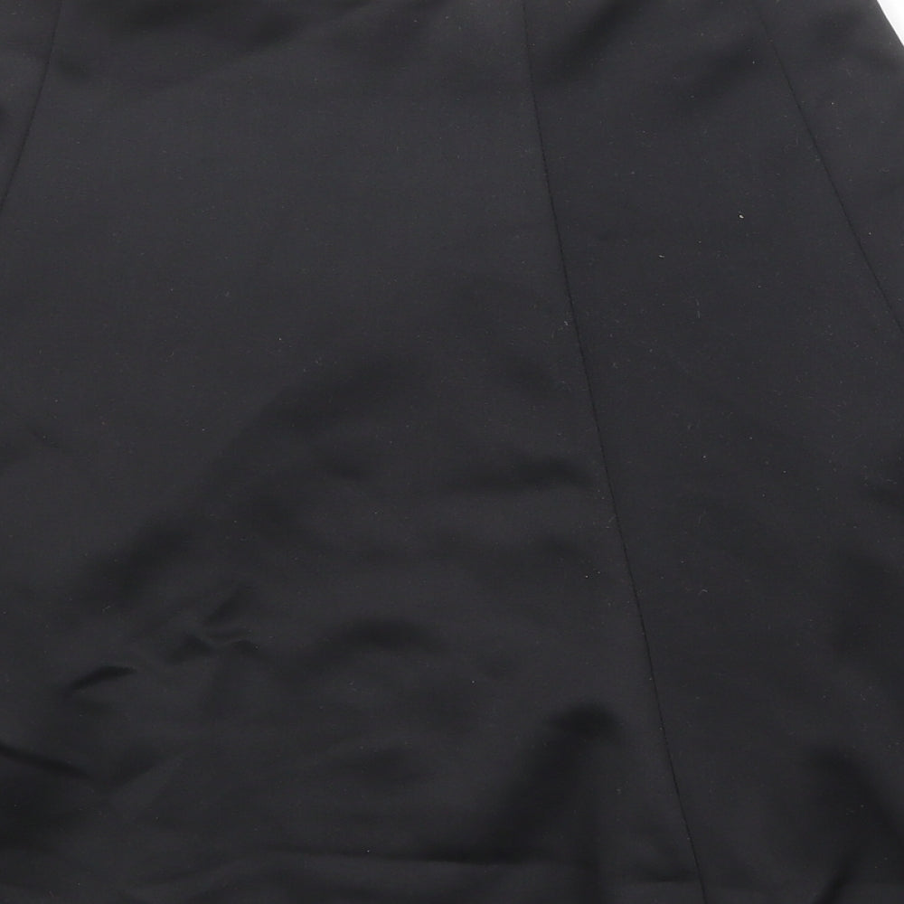 John Lewis Womens Black Polyester Skater Skirt Size 8 Zip