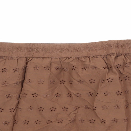 Hollister Womens Brown Floral Cotton Skater Skirt Size L