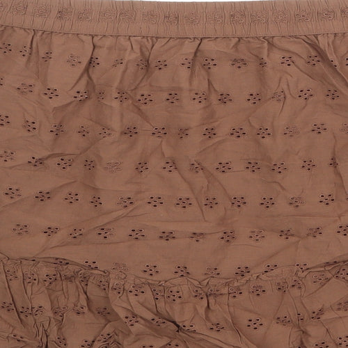 Hollister Womens Brown Floral Cotton Skater Skirt Size L