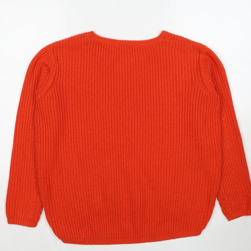 Topshop Womens Red Round Neck Acrylic Pullover Jumper Size 8
