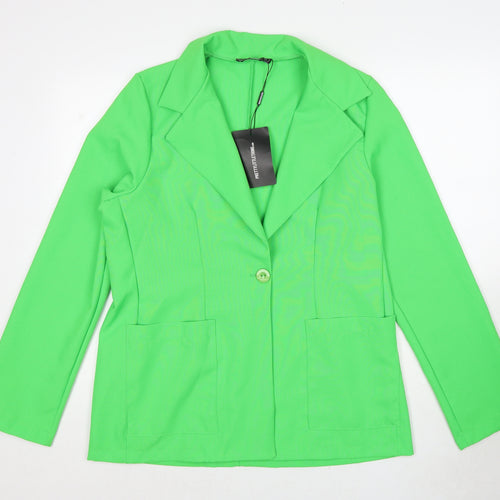 PRETTYLITTLETHING Womens Green Jacket Blazer Size 12 Button
