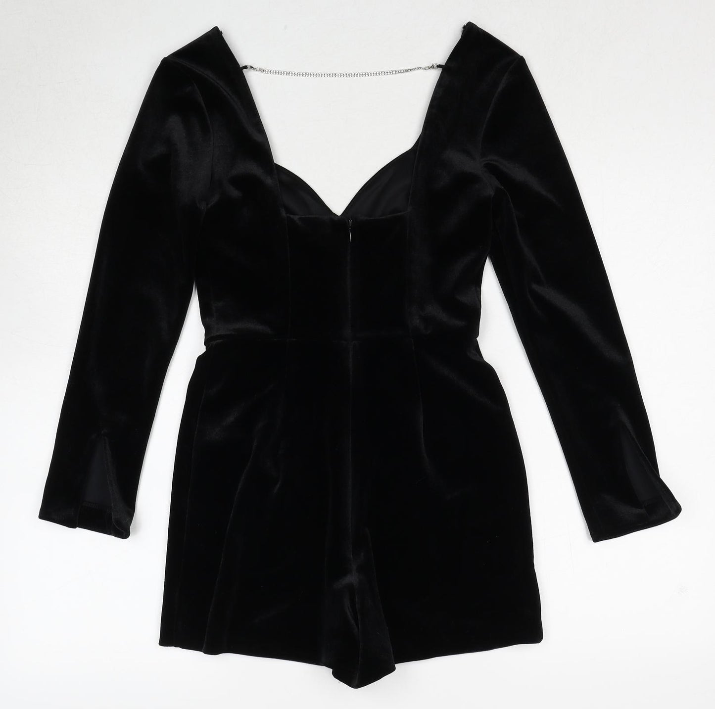 Topshop Womens Black Polyester Playsuit One-Piece Size 4 Zip