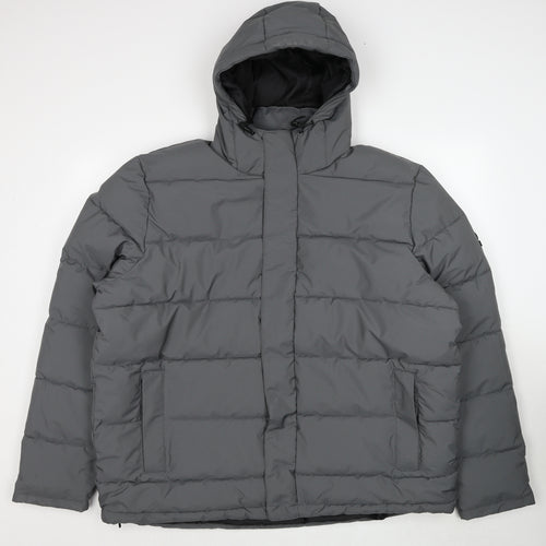 TOG24 Mens Grey Puffer Jacket Jacket Size 2XL Zip