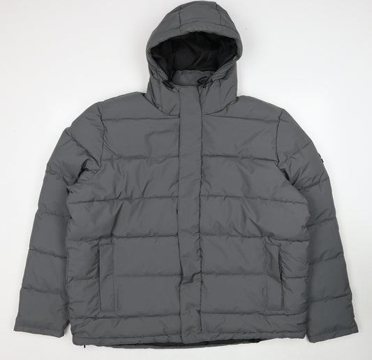 TOG24 Mens Grey Puffer Jacket Jacket Size 2XL Zip