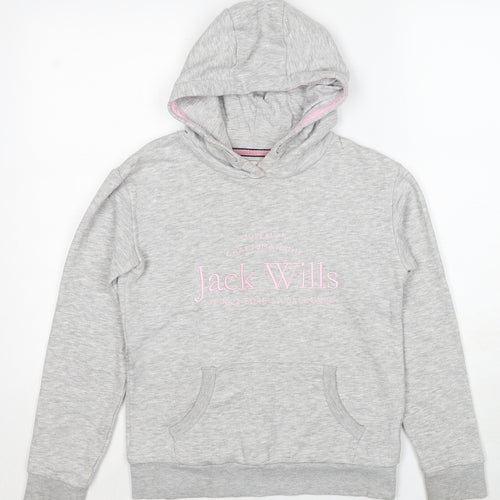 Jack Wills Girls Grey Cotton Pullover Hoodie Size 10-11 Years Pullover