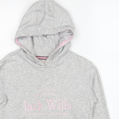Jack Wills Girls Grey Cotton Pullover Hoodie Size 10-11 Years Pullover