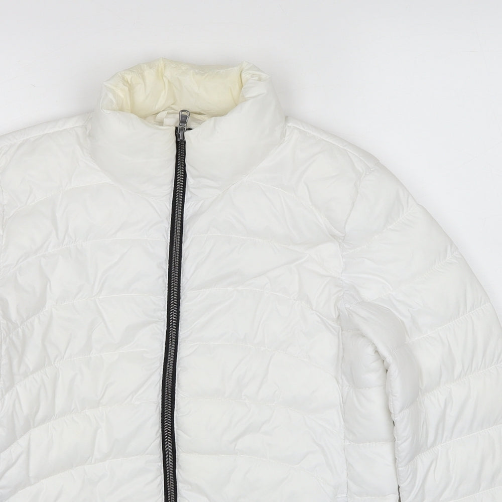 Gap Womens White Quilted Jacket Size S Zip