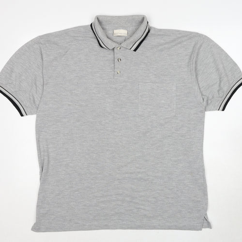 Best Basics Mens Grey Polyester Polo Size L Collared Pullover