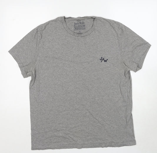 Jack Wills Mens Grey Cotton T-Shirt Size XL Round Neck