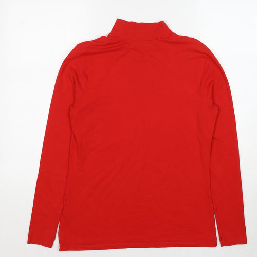 Marks and Spencer Womens Red High Neck Cotton Pullover Jumper Size 14