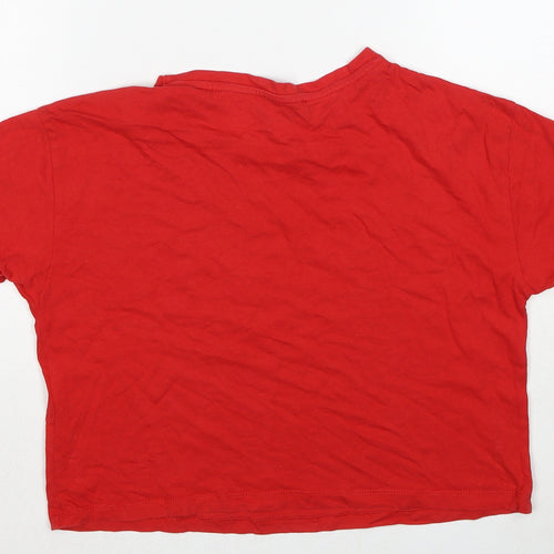 New Look Girls Red Cotton Basic T-Shirt Size 12-13 Years Round Neck Pullover - All About Good Things