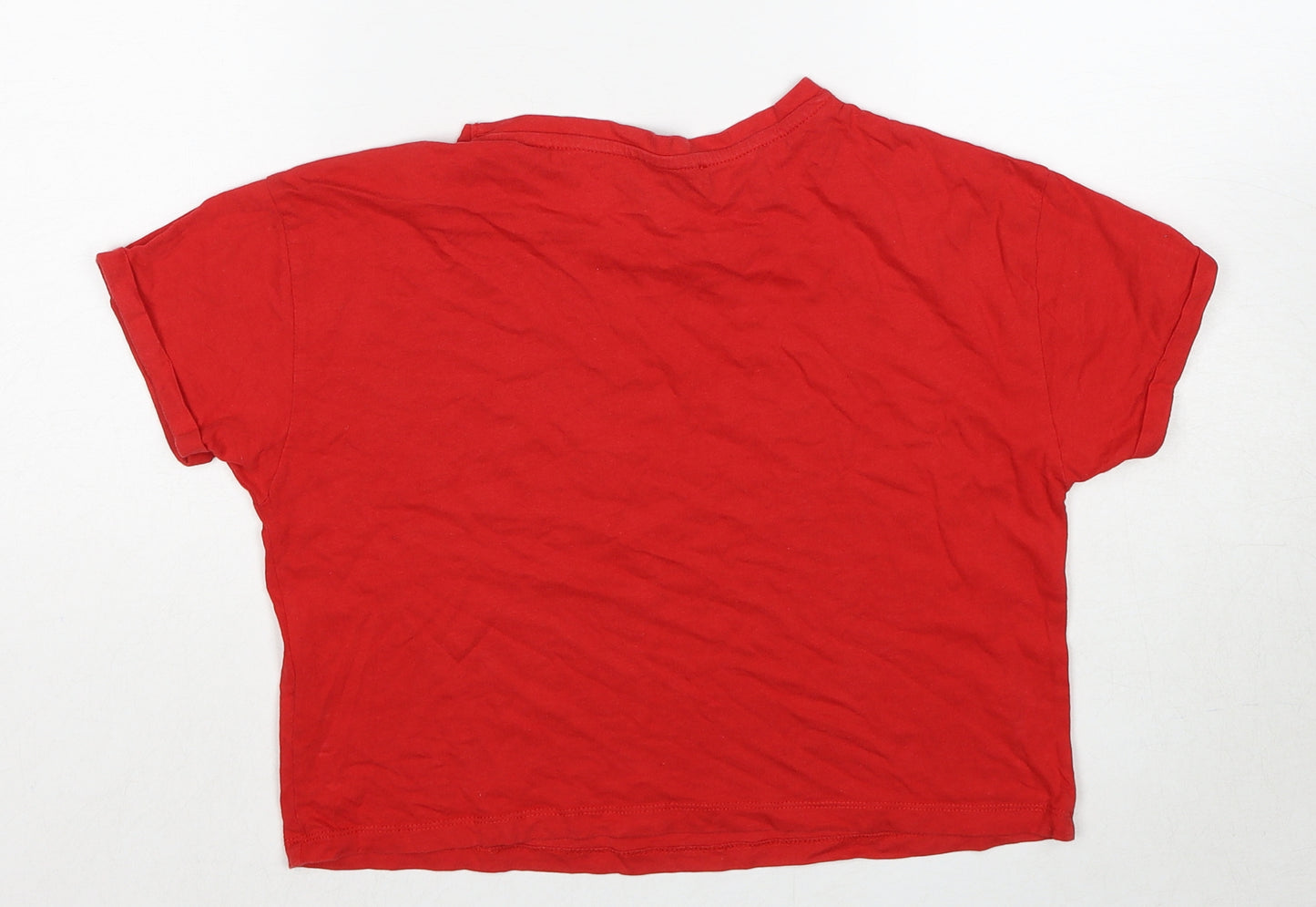 New Look Girls Red Cotton Basic T-Shirt Size 12-13 Years Round Neck Pullover - All About Good Things