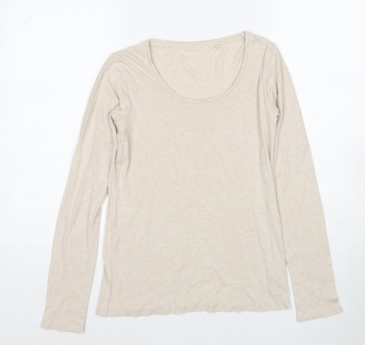 NEXT Womens Beige Cotton Basic T-Shirt Size 8 Scoop Neck