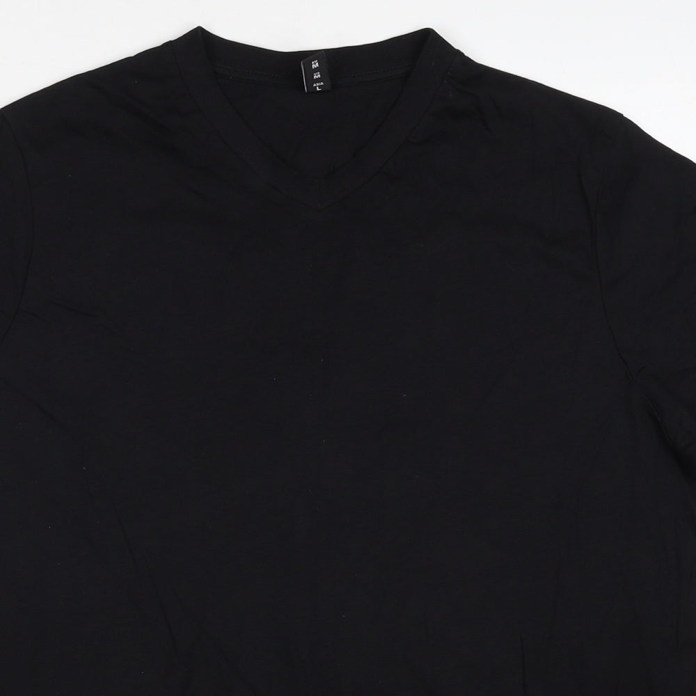 Donnay Mens Black Cotton T-Shirt Size M V-Neck
