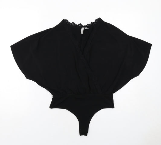 ASOS Womens Black Polyester Bodysuit One-Piece Size 8 Snap