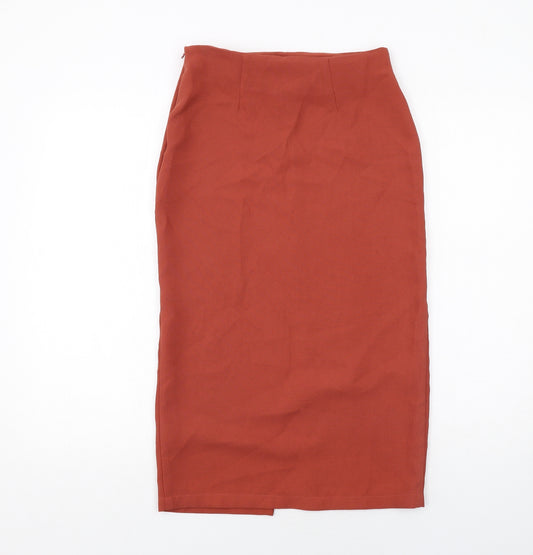 Topshop Womens Orange Polyester A-Line Skirt Size 6 Zip