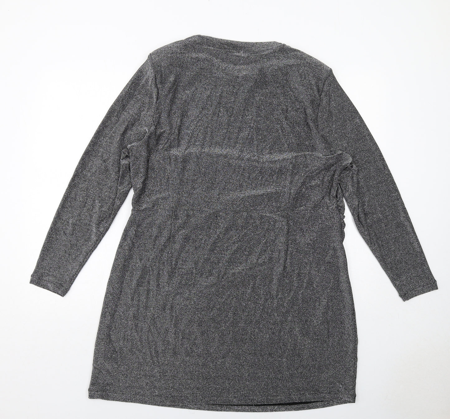 Marks and Spencer Womens Silver Geometric Polyamide A-Line Size 22 Round Neck Pullover