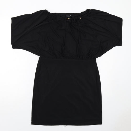 Body Flirt Womens Black Polyester Sheath Size 12 Off the Shoulder Pullover