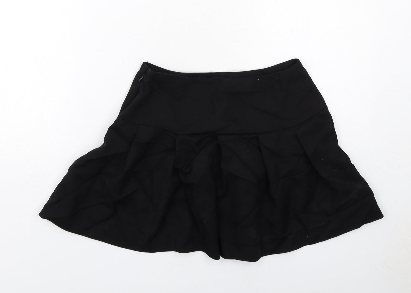 H&M Womens Black Polyester Skater Skirt Size 8 Zip