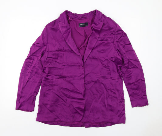 Marks and Spencer Womens Purple Jacket Blazer Size 16 Button