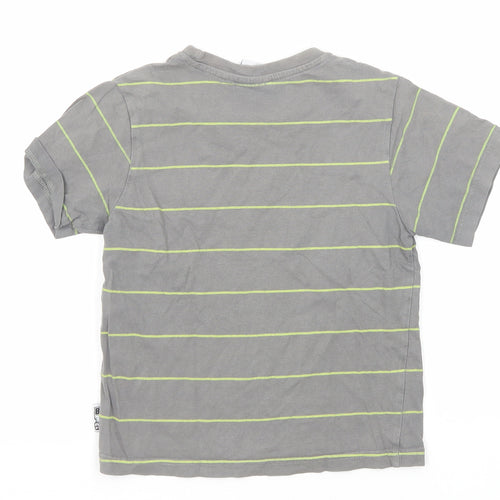 Cartoon Network Boys Grey Striped Cotton Basic T-Shirt Size 6 Years Round Neck Pullover - Ben 10