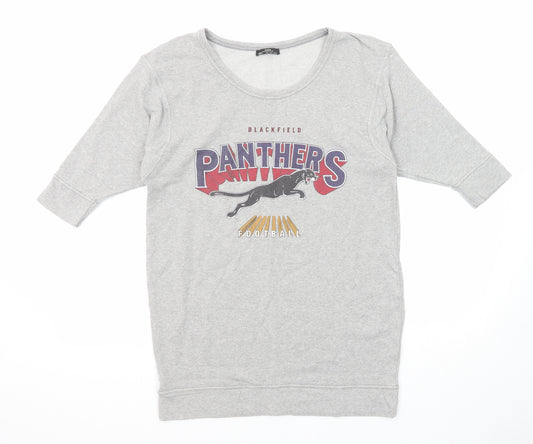 Zara Womens Grey Cotton Pullover Sweatshirt Size L Pullover - Blackfield Panthers Football