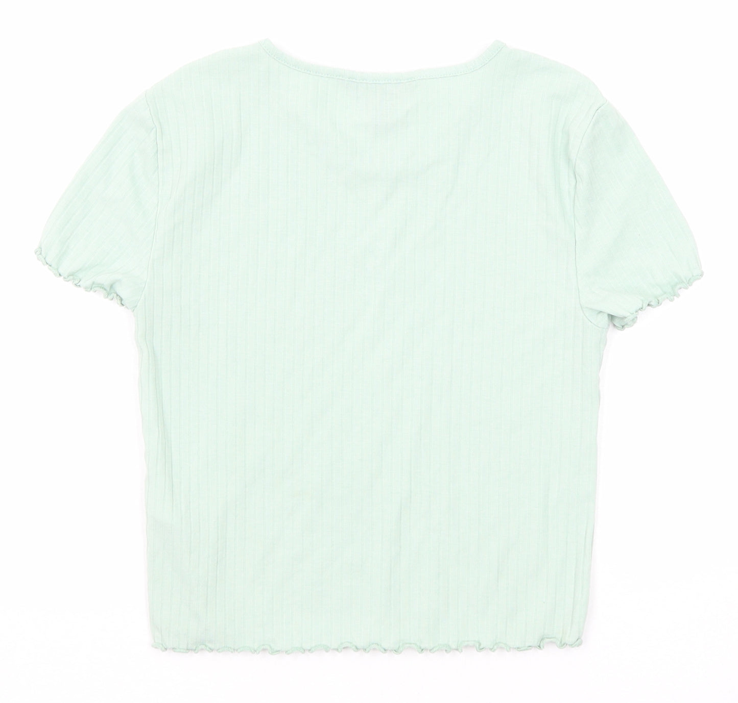 New Look Girls Green Polyester Basic T-Shirt Size 12-13 Years Round Neck Pullover - Ribbed