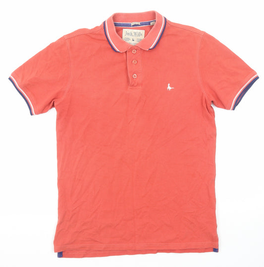 Jack Wills Mens Red Cotton Polo Size XS Collared Button
