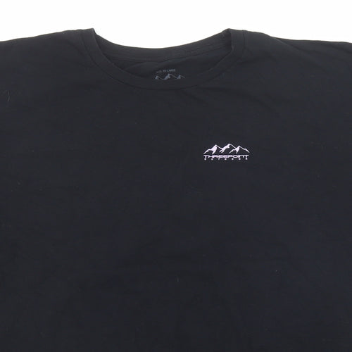 Threepoint Outdoor Mens Black Cotton T-Shirt Size 2XL Round Neck - Explore