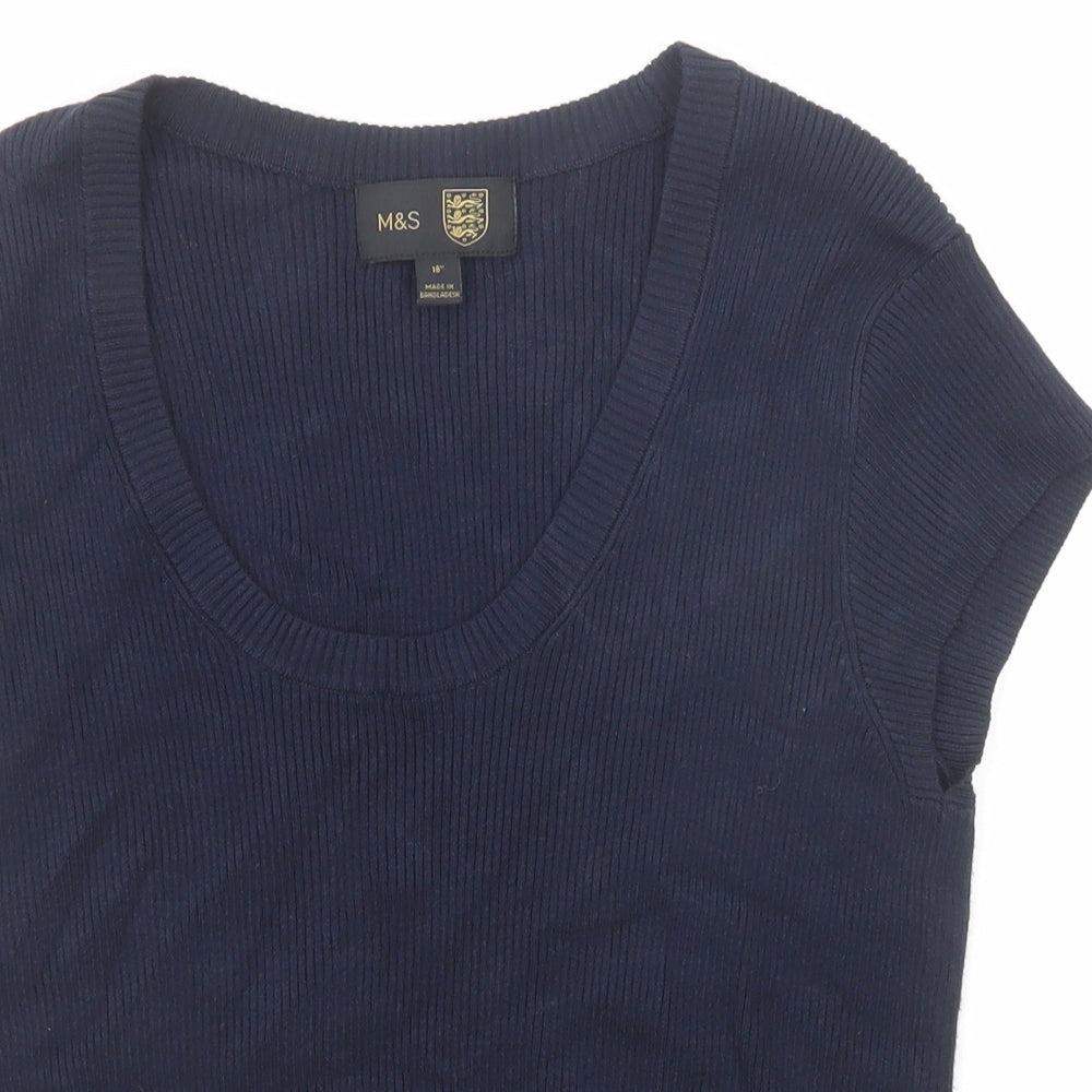 Marks and Spencer Womens Blue Scoop Neck Viscose Pullover Jumper Size 18
