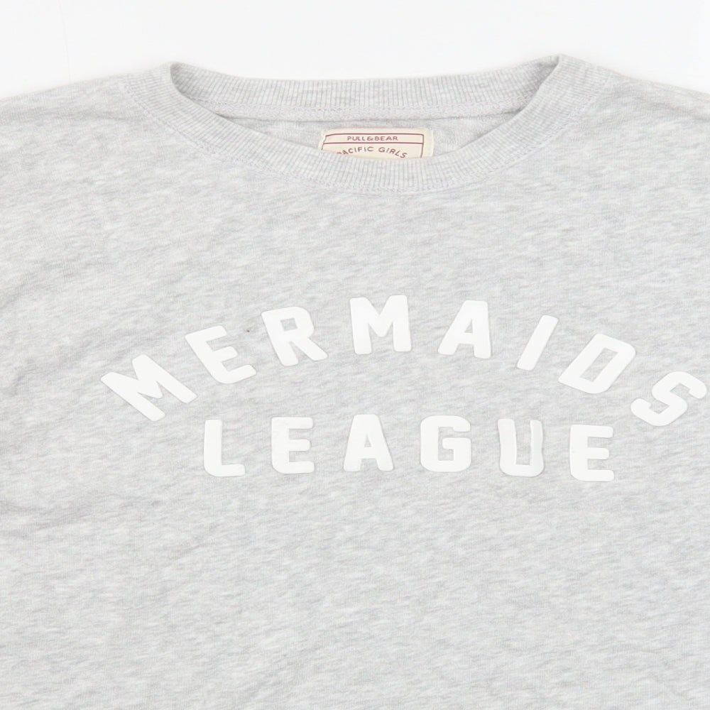 Pull&Bear Womens Grey Cotton Pullover Sweatshirt Size S Pullover - Mermaids League