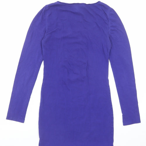 Divided by H&M Womens Blue Cotton Jumper Dress Size 10 Round Neck Pullover