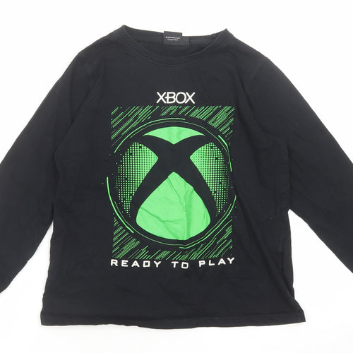 Xbox Boys Black Cotton Basic T-Shirt Size 10-11 Years Round Neck Pullover - Ready To Play