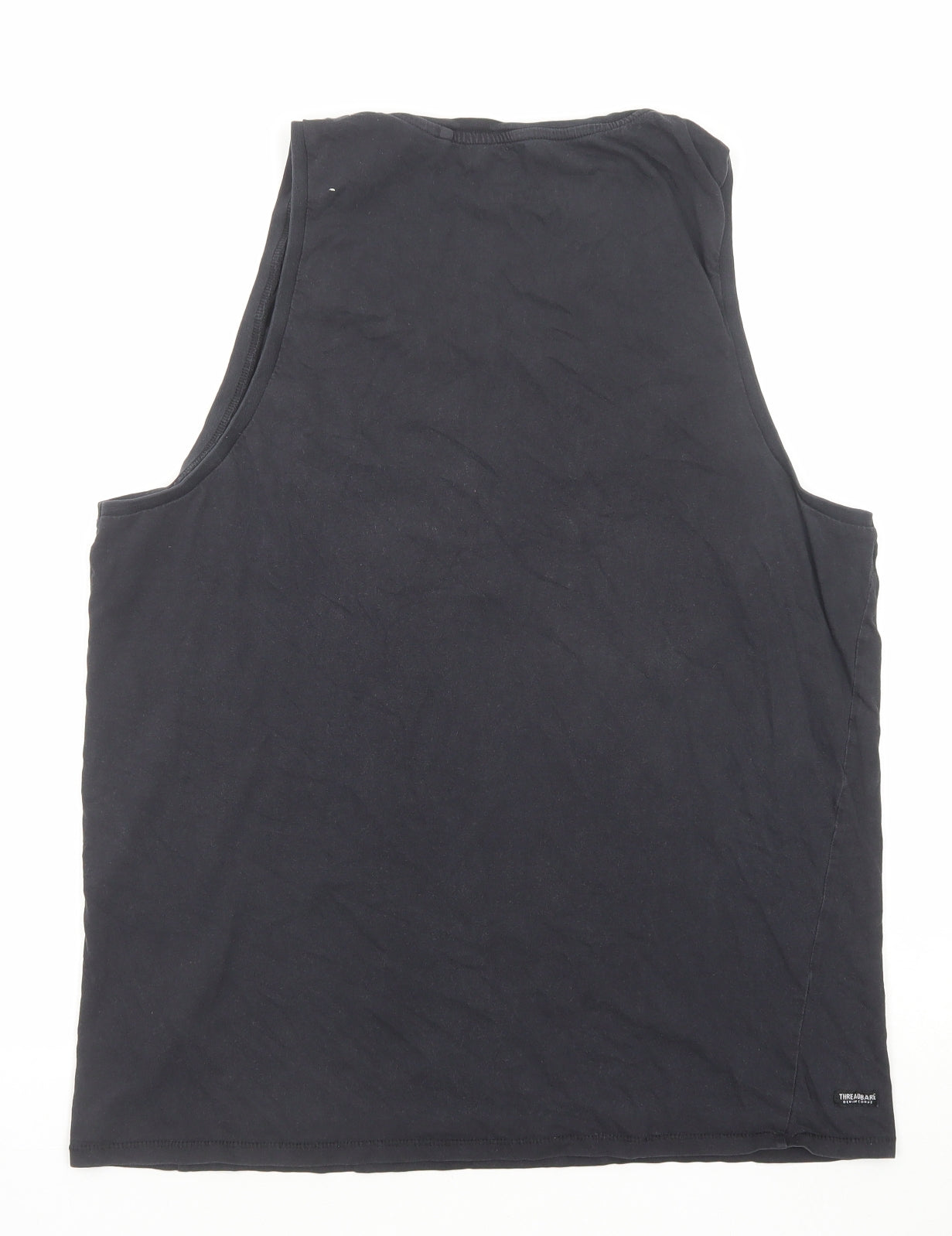 Threadbare Mens Black Cotton T-Shirt Size XL Round Neck