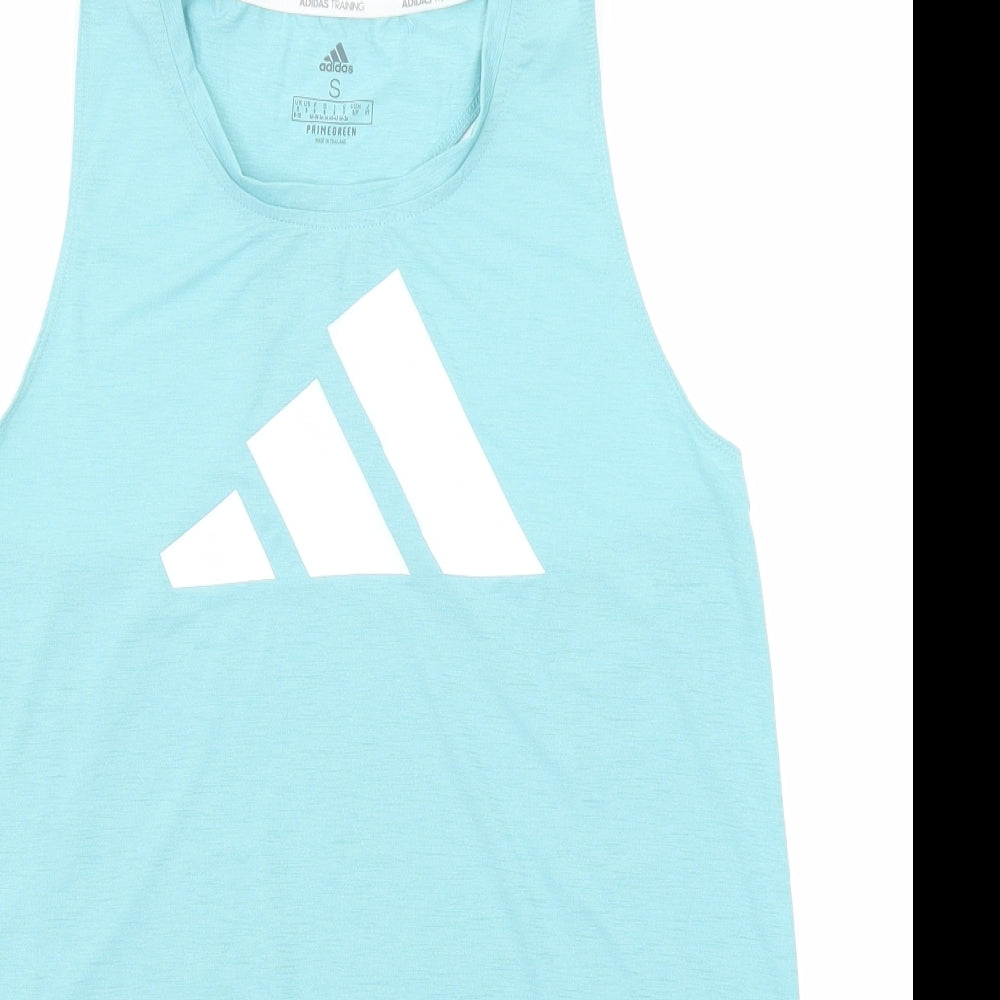 adidas Womens Blue Polyester Basic Tank Size 8 Round Neck Pullover - Size 8-10