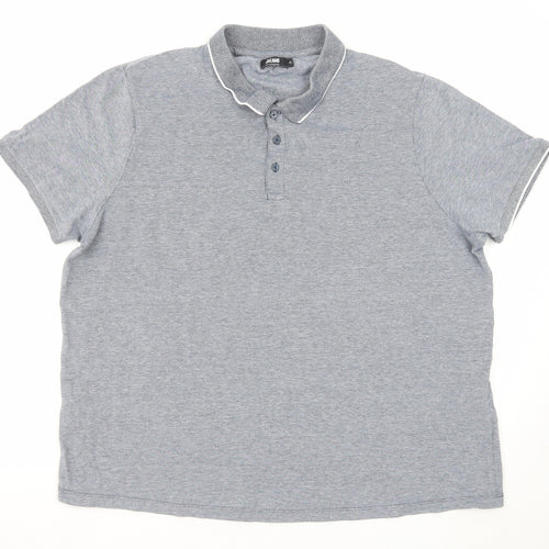 Jacamo Mens Grey Cotton Polo Size 2XL Collared Button